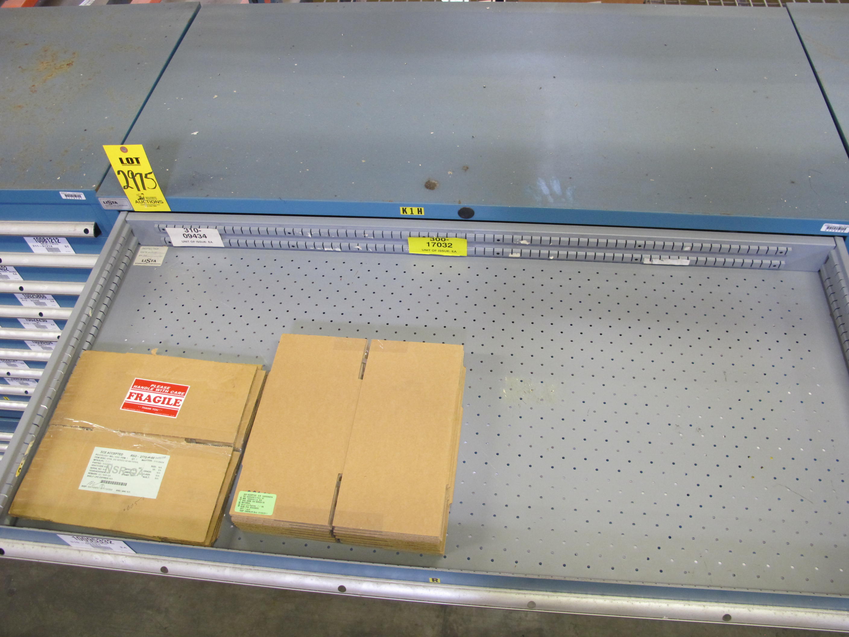 LISTA HEAVY DUTY 9-DRAWER PARTS CABINET W/ CONTENTS (W-50) LOADING & HANDLING FEE $25-